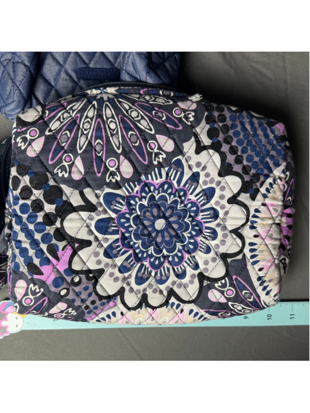 Vera Bradley 3-Piece Travel Cosmetic Pouch Set Enchanted Mandala Purple Blue